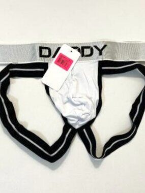 DADDY Size "X-Large" Cotton Blend Athletic Supporter/Jockstrap - White/Black